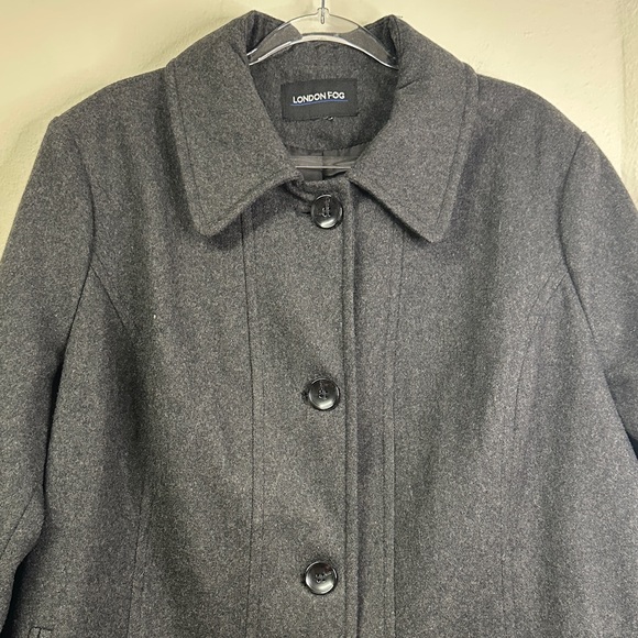London Fog Women's Single Breasted Wool Blend Charcoal Coat XXL - Picture 3 of 7